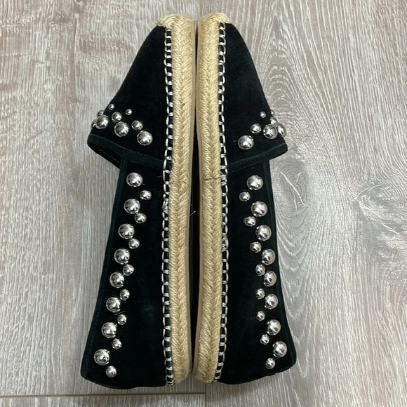 NWOT B Brian Atwood Studded Eli Black Suede Leather Espadrille Flats 8.5 - Picture 10 of 14